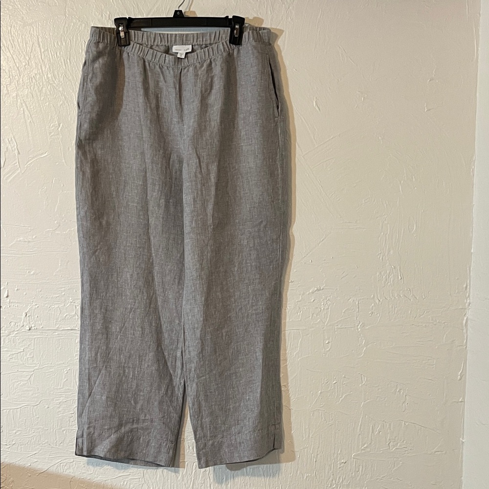 J. Jill Gray Wide-Leg Linen Blend Pants